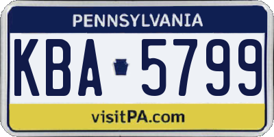 PA license plate KBA5799