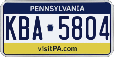 PA license plate KBA5804