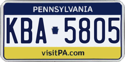 PA license plate KBA5805