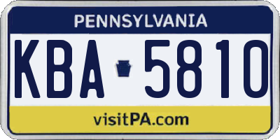 PA license plate KBA5810