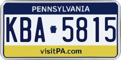 PA license plate KBA5815