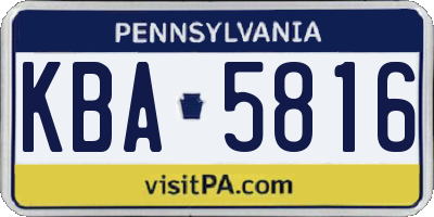 PA license plate KBA5816