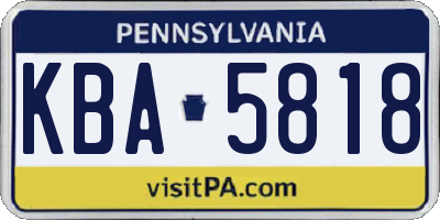 PA license plate KBA5818