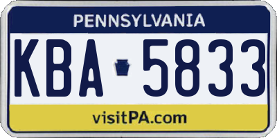 PA license plate KBA5833