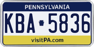 PA license plate KBA5836