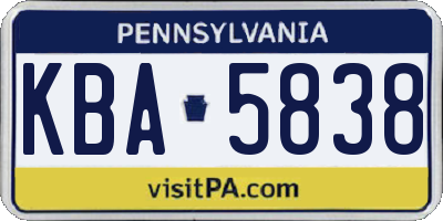 PA license plate KBA5838