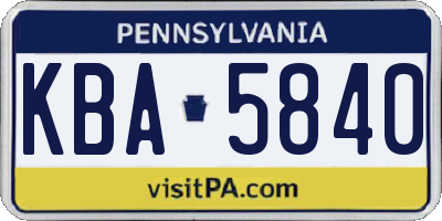 PA license plate KBA5840