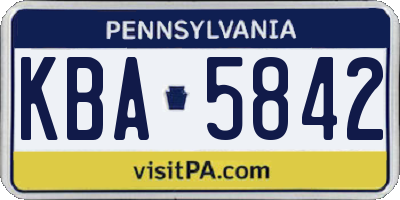 PA license plate KBA5842