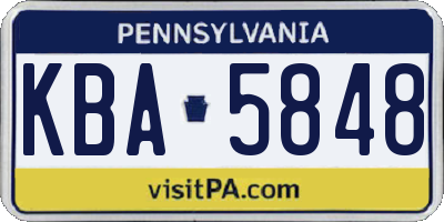 PA license plate KBA5848