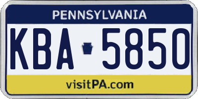 PA license plate KBA5850