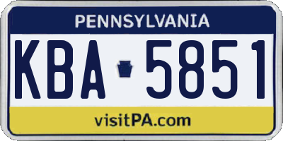 PA license plate KBA5851
