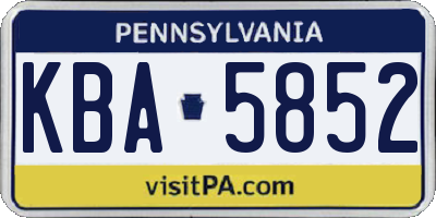 PA license plate KBA5852