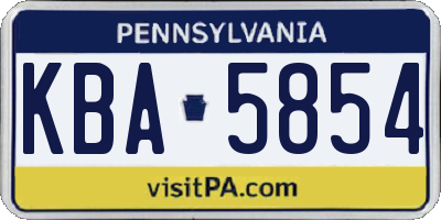 PA license plate KBA5854