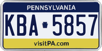 PA license plate KBA5857