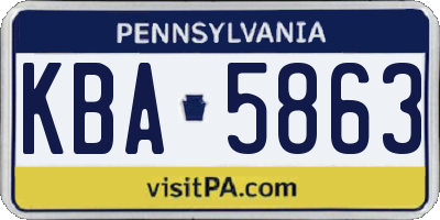 PA license plate KBA5863