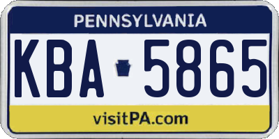PA license plate KBA5865