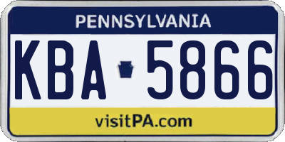 PA license plate KBA5866