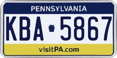 PA license plate KBA5867
