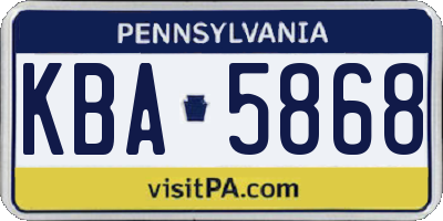 PA license plate KBA5868