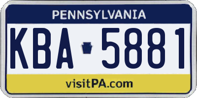 PA license plate KBA5881