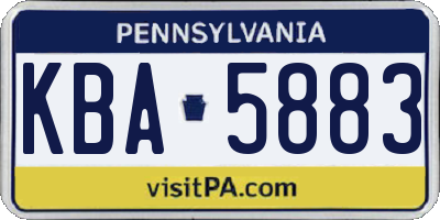 PA license plate KBA5883