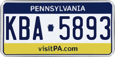PA license plate KBA5893
