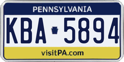 PA license plate KBA5894