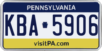 PA license plate KBA5906