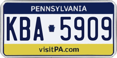PA license plate KBA5909