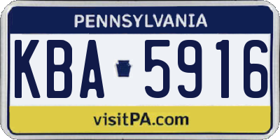 PA license plate KBA5916
