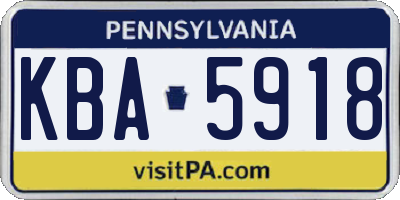 PA license plate KBA5918