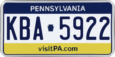 PA license plate KBA5922