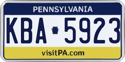 PA license plate KBA5923