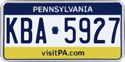 PA license plate KBA5927