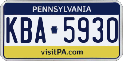 PA license plate KBA5930