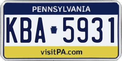 PA license plate KBA5931