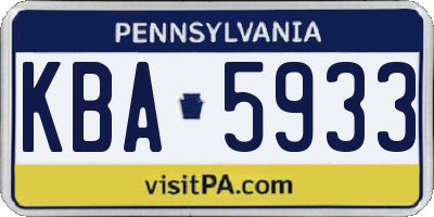 PA license plate KBA5933