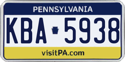 PA license plate KBA5938