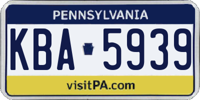 PA license plate KBA5939