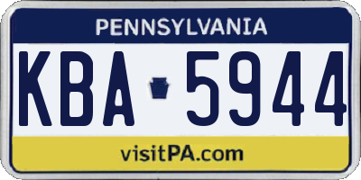 PA license plate KBA5944