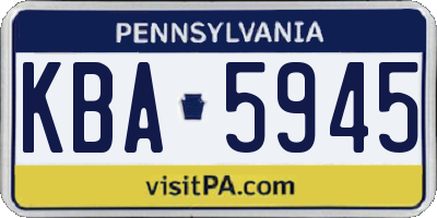 PA license plate KBA5945