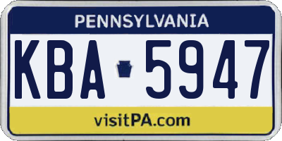 PA license plate KBA5947