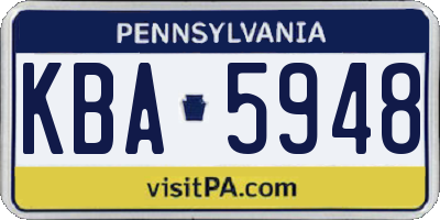 PA license plate KBA5948
