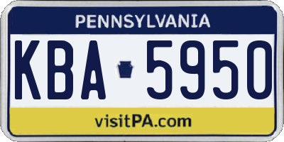 PA license plate KBA5950