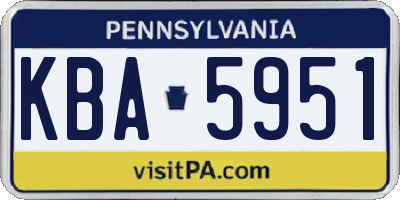 PA license plate KBA5951