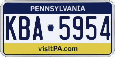 PA license plate KBA5954