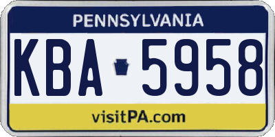 PA license plate KBA5958