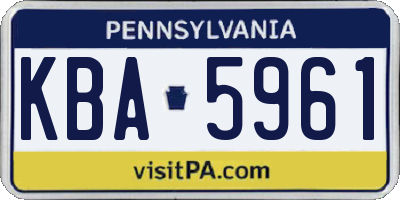 PA license plate KBA5961