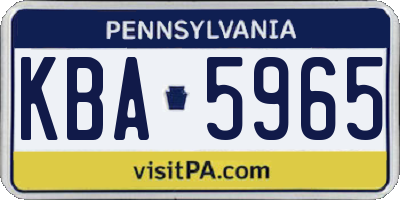 PA license plate KBA5965