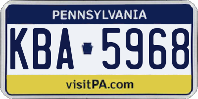 PA license plate KBA5968